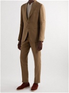 De Petrillo - Straight-Leg Pleated Linen Suit Trousers - Brown