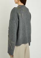 Simkhai Dawna Floral-embellished Wool-blend Jumper Grey