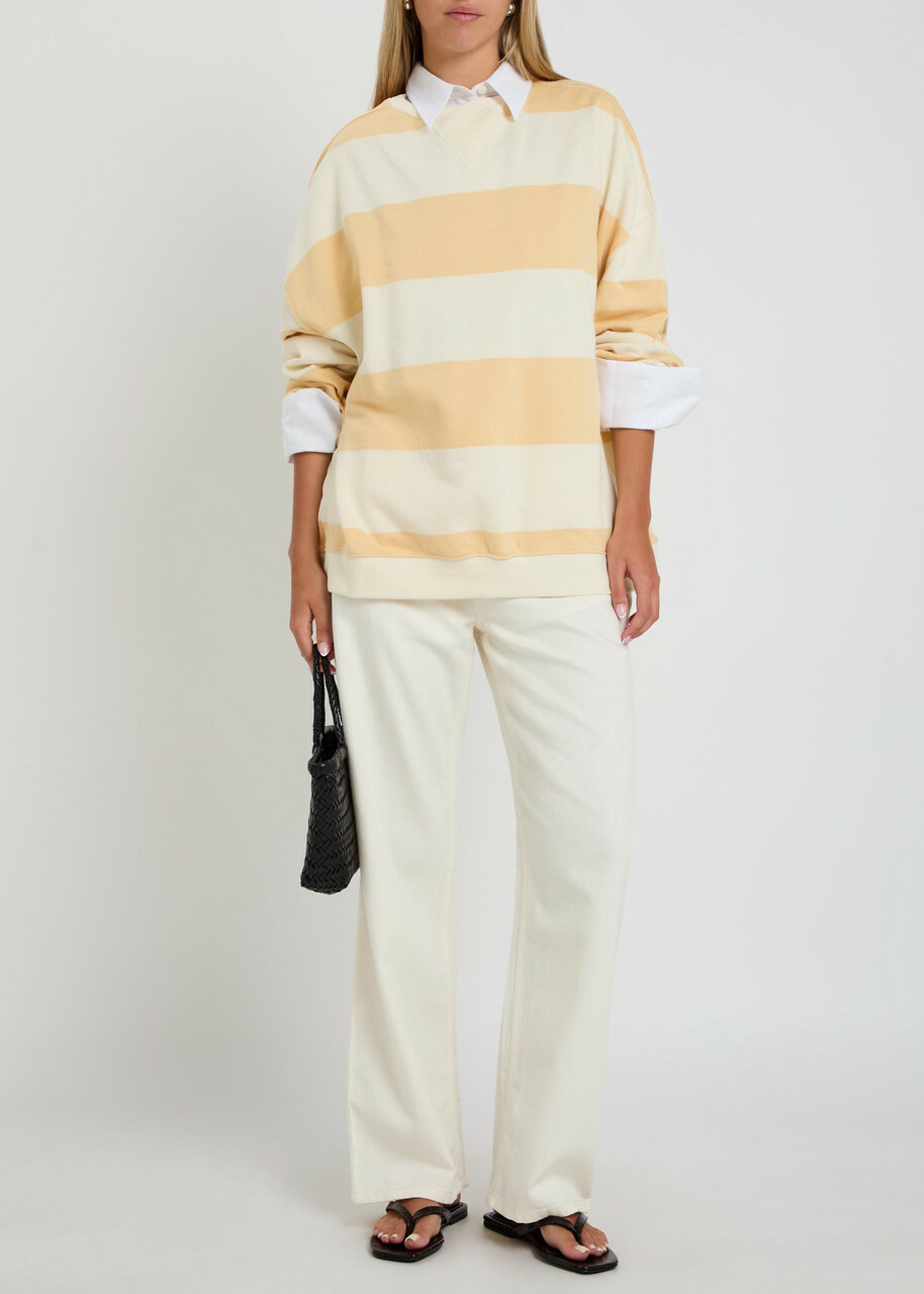Free People Classic Striped Terry Sweatshirt Orange