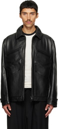 Y-3 Black Leather Blouson Jacket