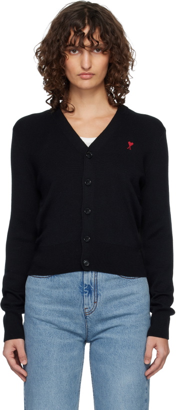 Photo: AMI Paris Black Wool Ami de Coeur Cardigan
