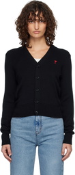 AMI Paris Black Wool Ami de Coeur Cardigan