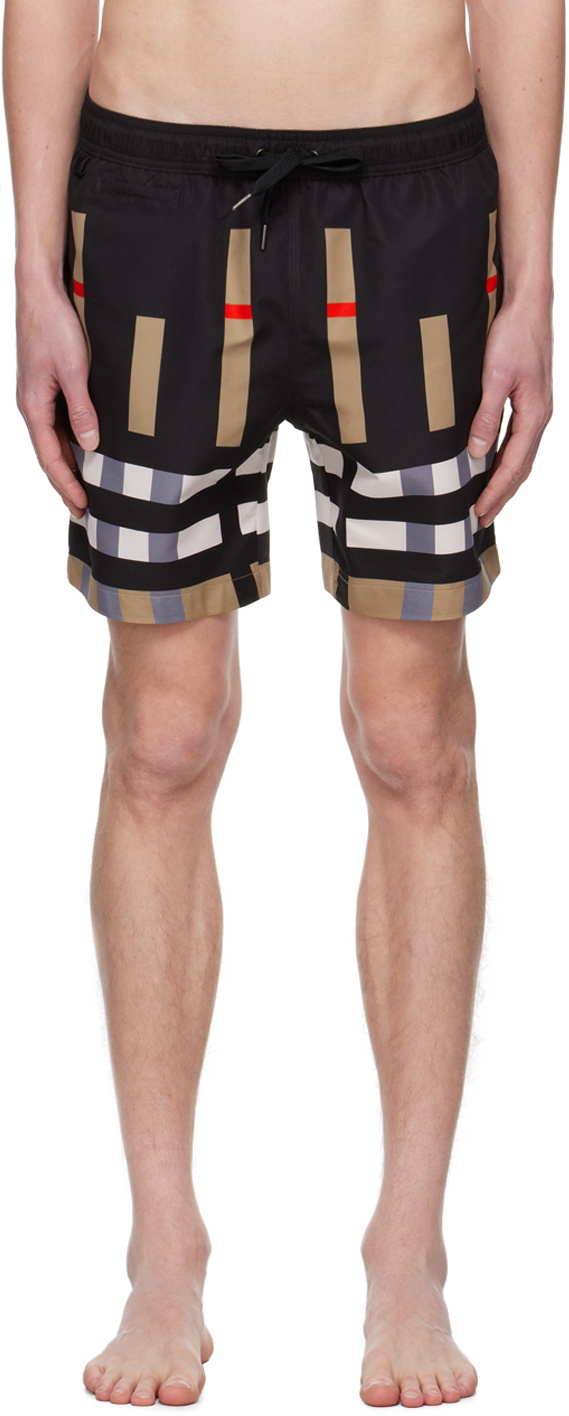パンツ BURBERRY Sliced Check Swim Shorts Burberry Black Sliced Check Swim Shorts Burberry