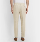 Rubinacci - Tapered Pleated Herringbone Linen Trousers - Neutrals