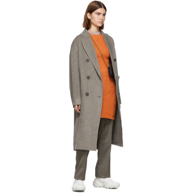 Acne Studios Grey Wool Odethe Double-Breasted Coat Acne Studios