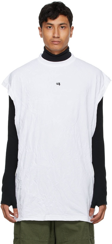 Photo: Balenciaga White Mesh Sleeveless T-Shirt