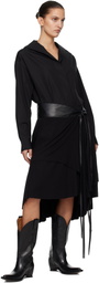 AARON ESH Black Jersey Wrap Midi Skirt