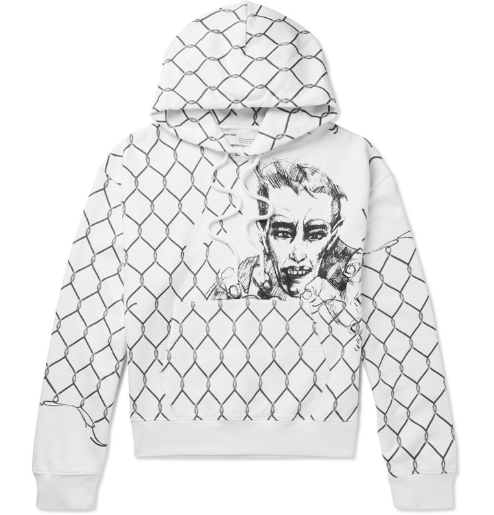 Photo: Off-White - Printed Loopback Cotton-Jersey Hoodie - White