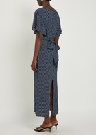 Reformation Maeva Polka-dot Woven Midi Dress Black And White