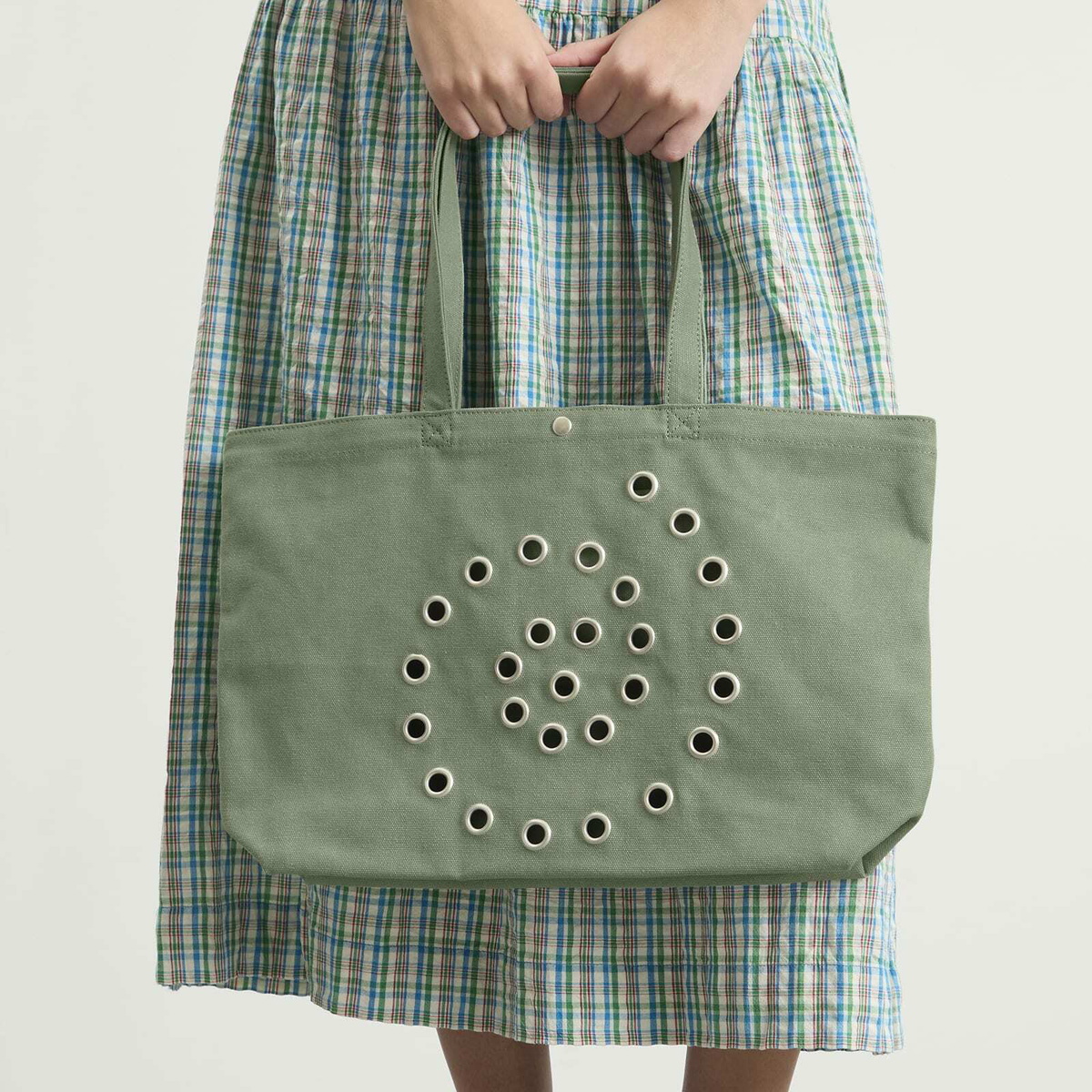 Damson Madder Women's Raine Swirly Eyelet Tote Bag - in Mint 
