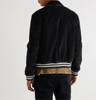 SAINT LAURENT - Striped Padded Cotton-Corduroy Bomber Jacket - Black