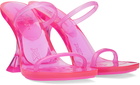 Amina Muaddi Pink Brito Slipper Heeled Sandals