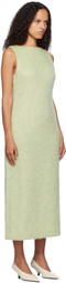 AURALEE Green Brushed Mohair Shaggy Midi Dress
