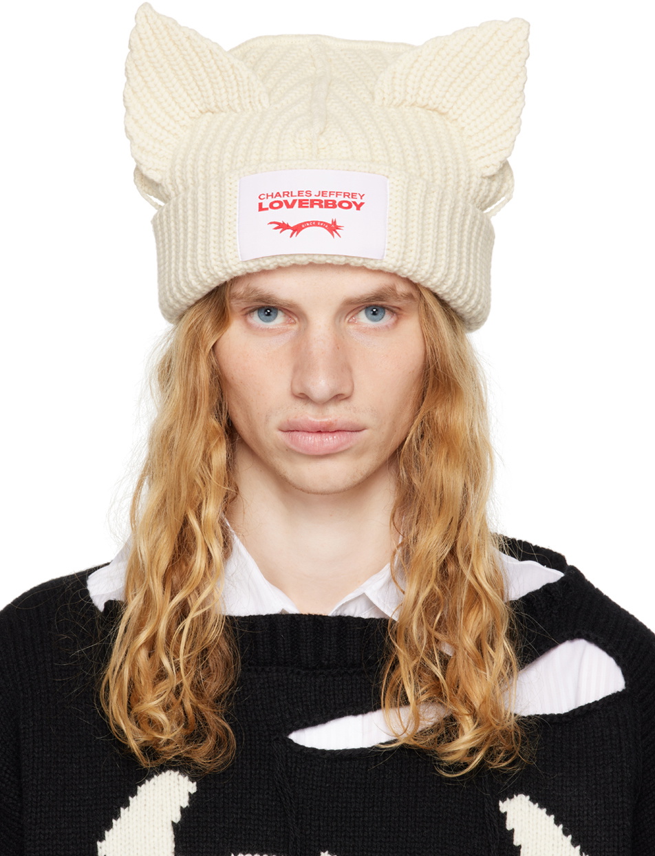 Charles Jeffrey LOVERBOY Off-White Chunky Ears Beanie Charles
