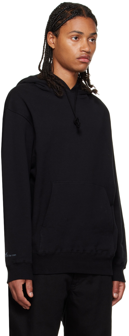 Y's For Men Black Printed Hoodie