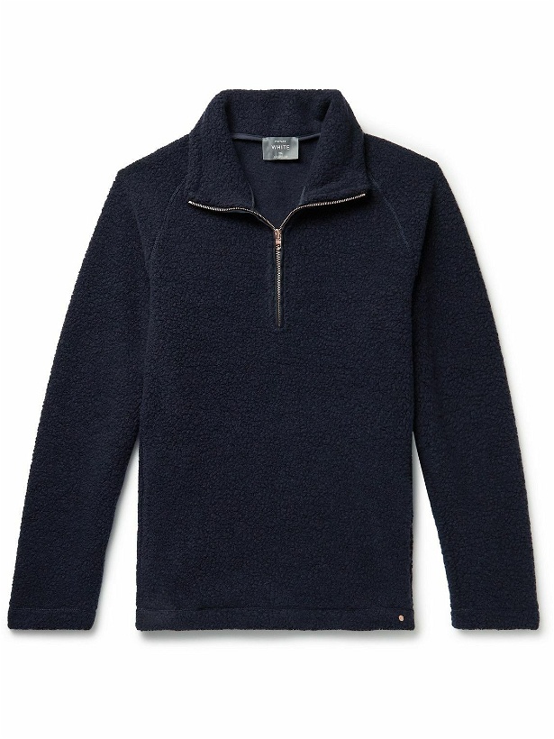 Photo: Private White V.C. - Wool-Blend Fleece Half-Zip Sweater - Blue
