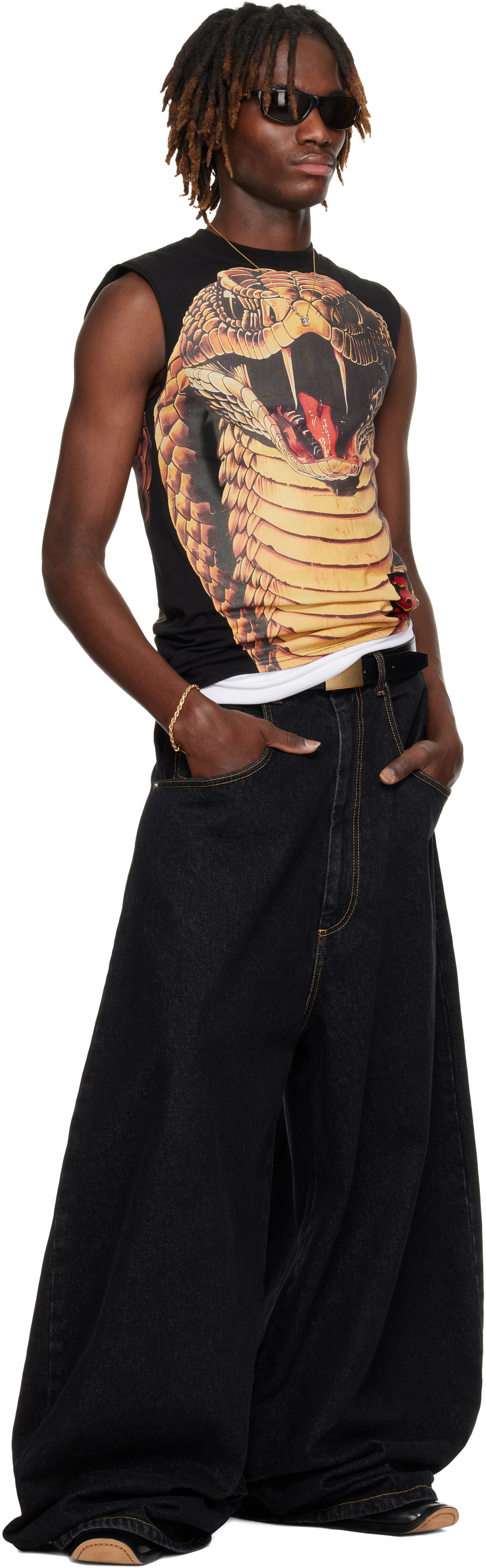 LU'U DAN Black 'Year of the Snake' Sleeveless T-shirt