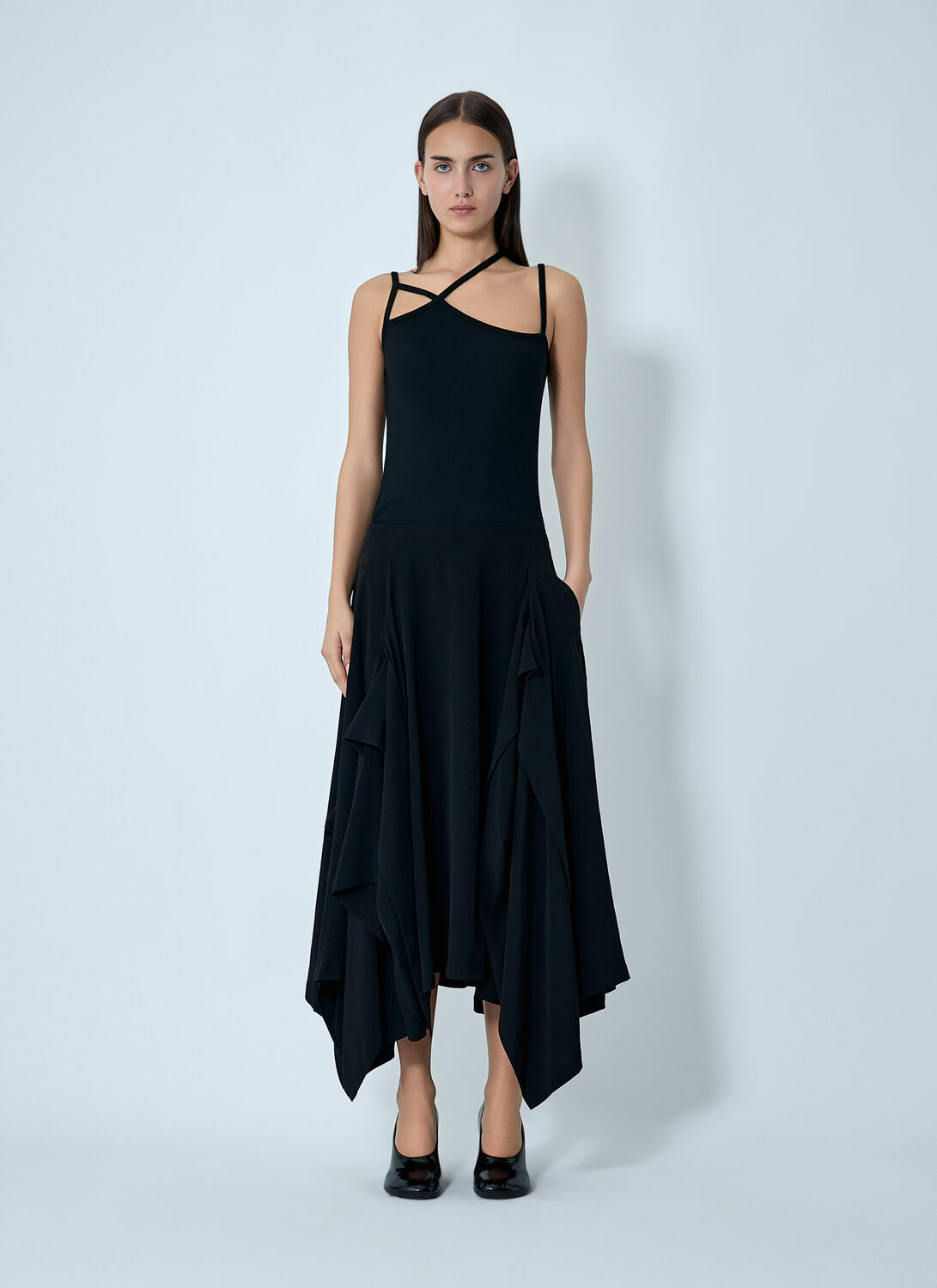 Yohji Yamamoto Paneled Flare Midi Skirt