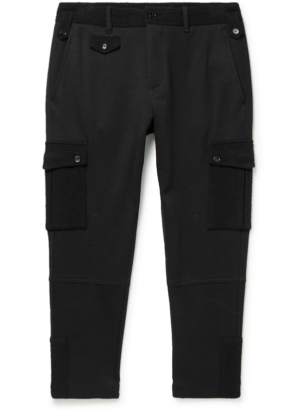 Photo: Dolce & Gabbana - Slim-Fit Tapered Bouclé-Trimmed Wool-Blend Trousers - Black