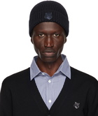 Maison Kitsuné Navy Bold Fox Head Patch Beanie