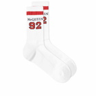 Alexander McQueen Men's 92 Logo Socks in White/Red
