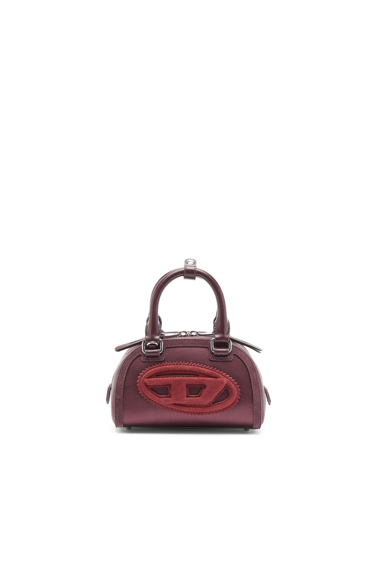 Diesel 1DR Dome - Small bowling bag in satin and suede - Crossbody Bags Womens in Red