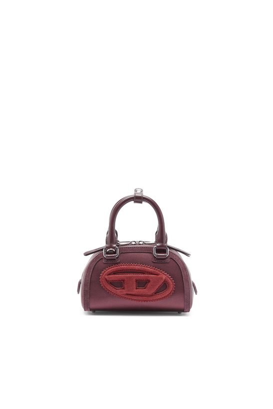 Photo: Diesel 1DR Dome - Small bowling bag in satin and suede - Crossbody Bags Womens in Red
