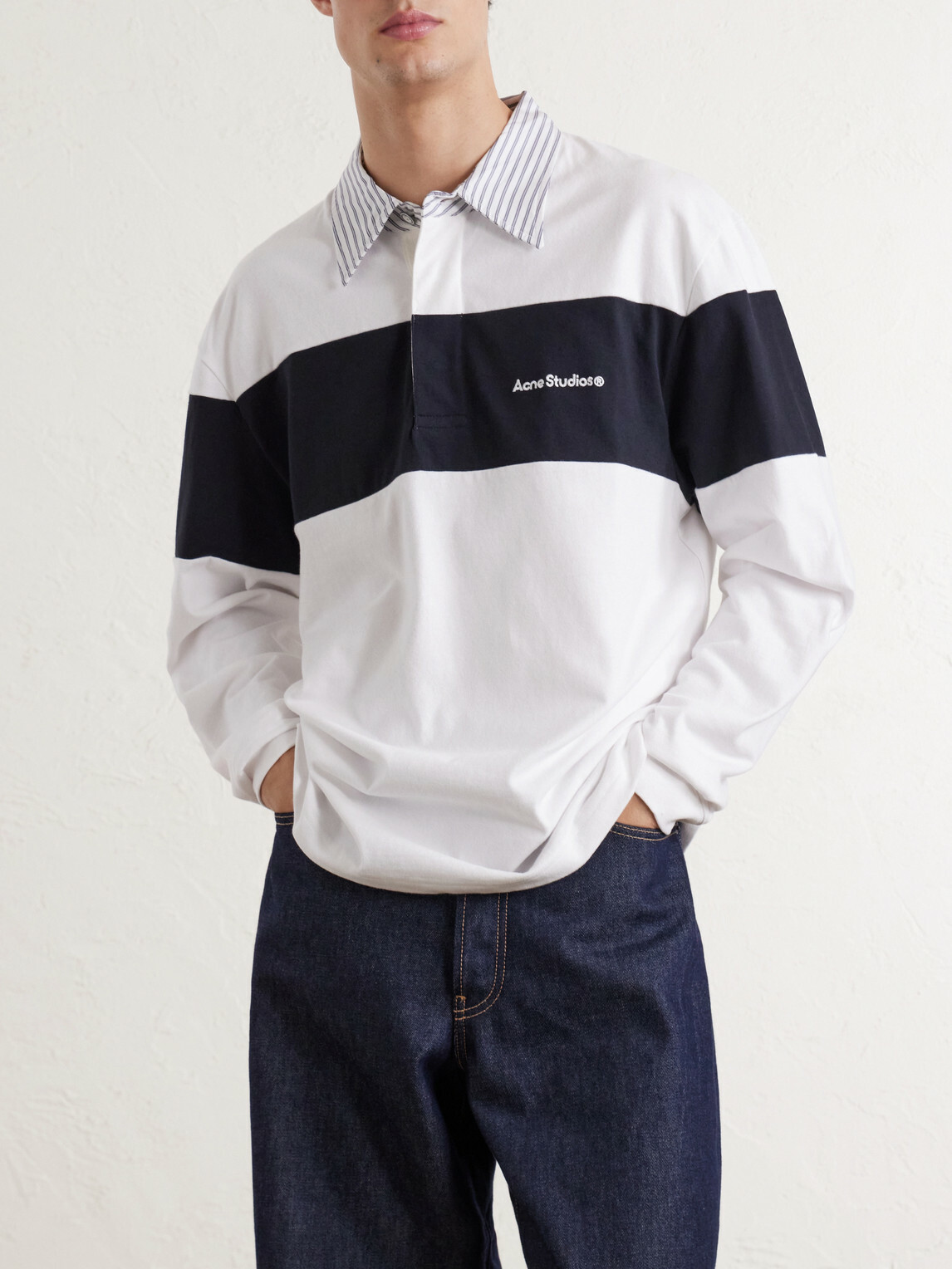 Acne Studios - Logo-Embroidered Cotton-Jersey Polo Shirt - White