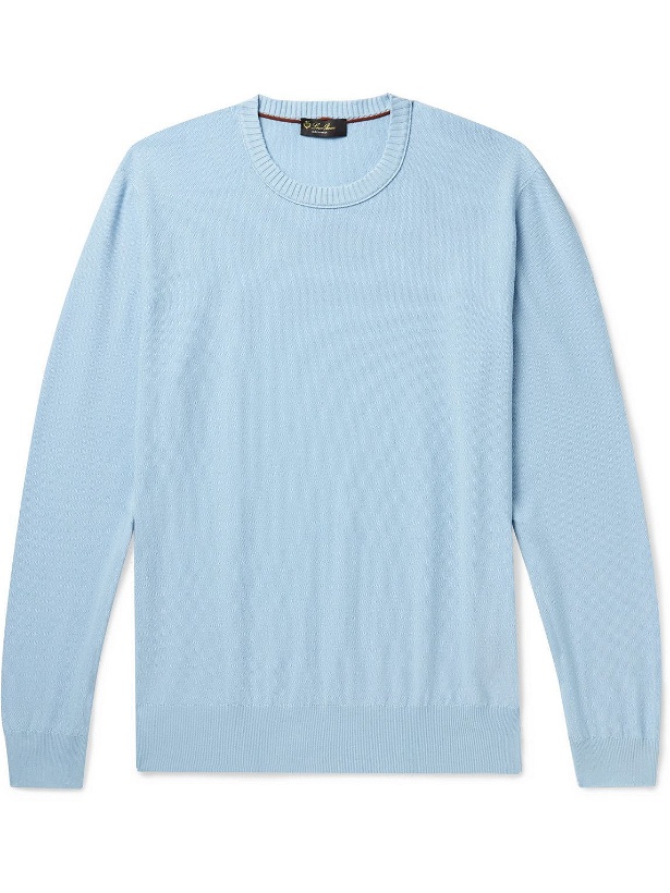 Photo: Loro Piana - Slim-Fit Cotton and Silk-Blend Sweater - Blue