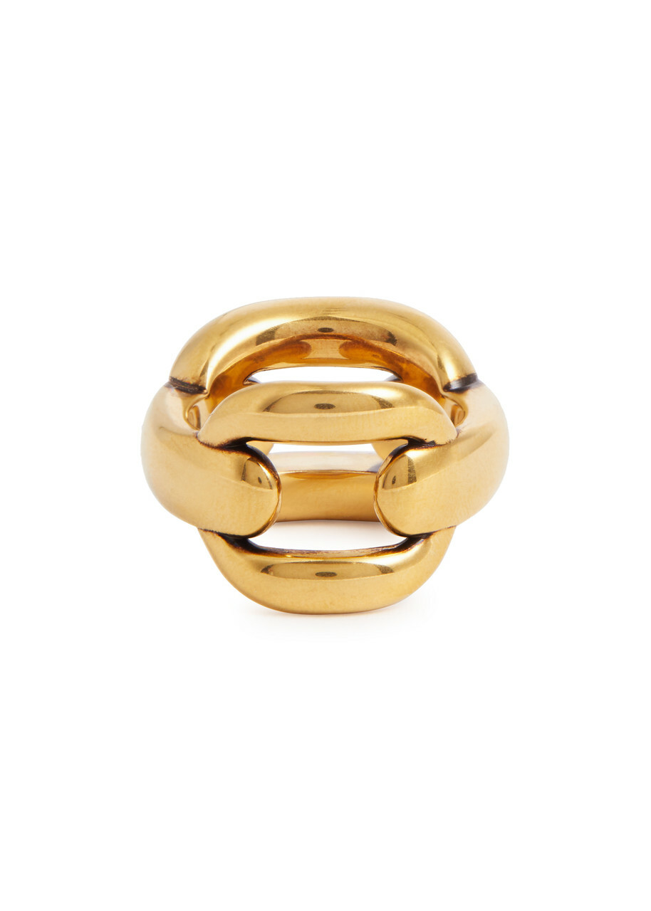 Alexander Mcqueen Peak Chain Ring Gold