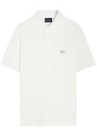 Emporio Armani Logo-embroidered Piqué Cotton Polo Shirt White