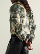 AMIRI - Leather-Trimmed Tie-Dyed Faux Fur Bomber Jacket - Green