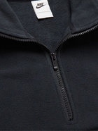 Nike - Logo-Embroidered Shell-Trimmed Fleece Half-Zip Sweatshirt - Black