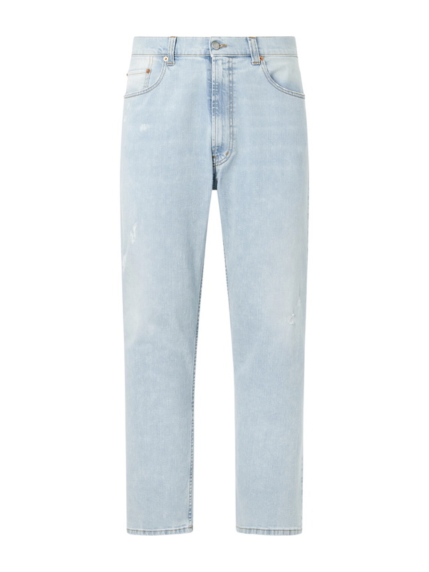 Photo: Ghiaia Cashmere - Straight-Leg Distressed Jeans - Blue