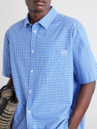 LOEWE - Paula's Ibiza Logo-Embroidered Checked Cotton-Poplin Shirt - Blue