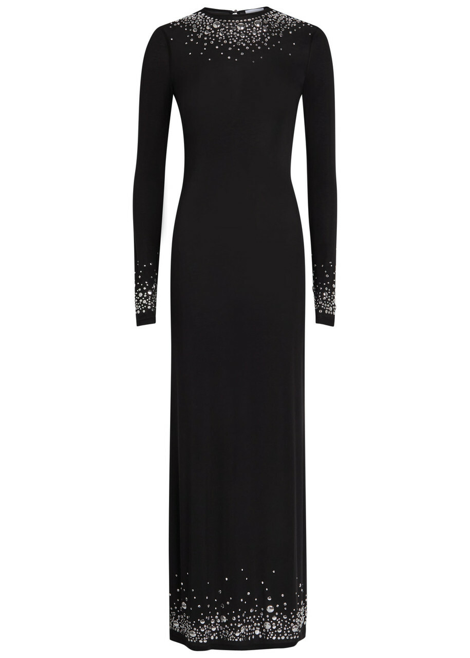 Rabanne Stud-embellished Stretch-jersey Maxi Dress Black