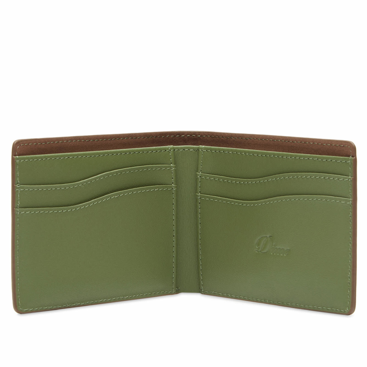 Dime Men's Leather Bifold Wallet in Brown/Olive 
