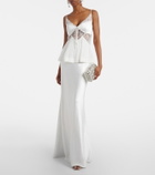 Self-Portrait Lace-trimmed georgette and satin gown