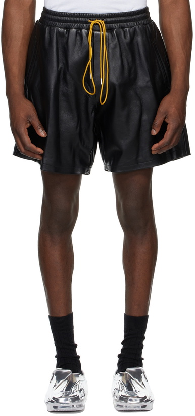 Photo: Rhude Black Leather Ciesta Shorts