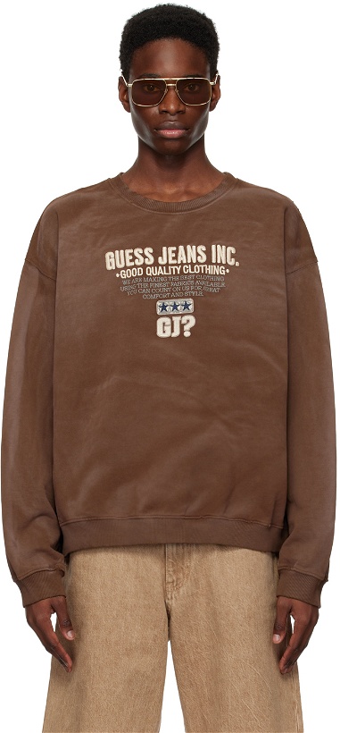 Photo: Guess Jeans U.S.A. Brown Script Sweatshirt