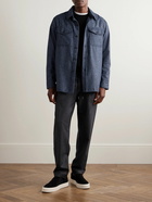 Caruso - Puppytooth Wool-Blend Overshirt - Blue