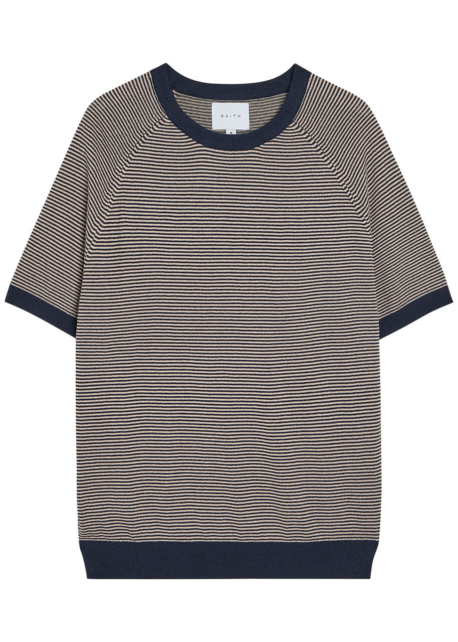 Raith Rafael Striped Knit T-shirt Navy
