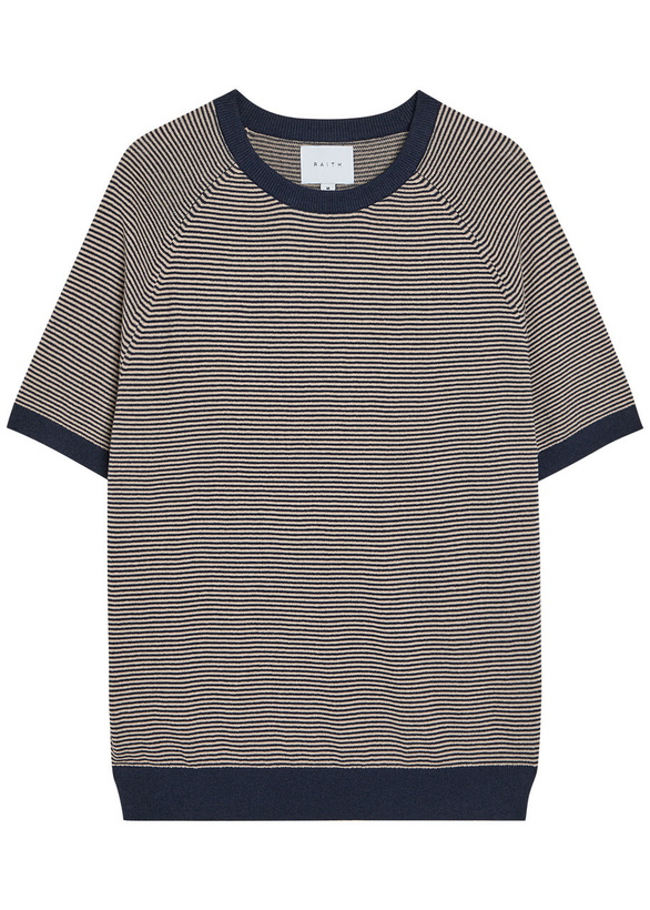 Photo: Raith Rafael Striped Knit T-shirt Navy