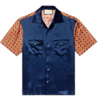Gucci - Camp-Collar Satin and Printed Silk-Twill Shirt - Navy