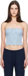 St. Agni Blue Wool Strapless Top