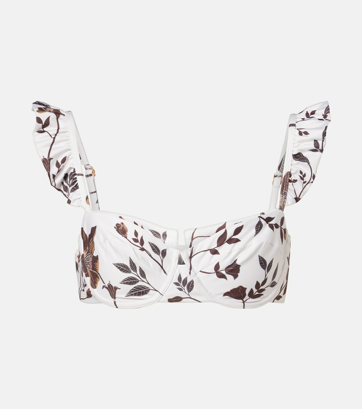 Agua by Agua Bendita Kiwi floral ruffled bikini top