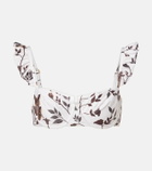 Agua by Agua Bendita Kiwi floral ruffled bikini top