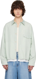 Solid Homme Green & White Layered Check Out Shirt