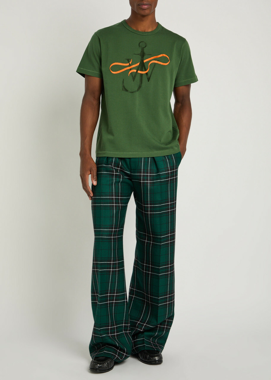 JW Anderson Checked Straight-leg Trousers Green