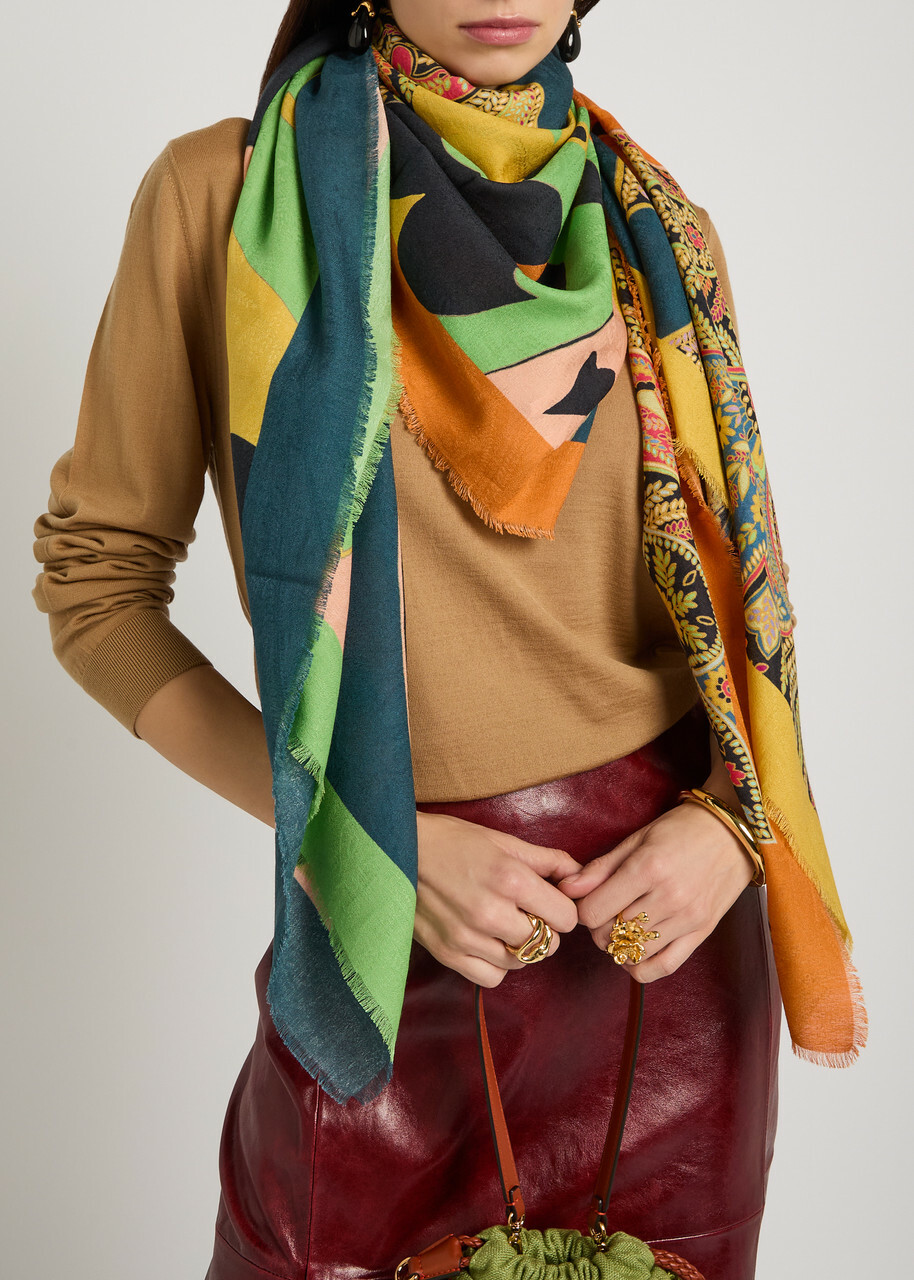 Etro Printed Cotton-blend Scarf - Multicoloured - One Size
